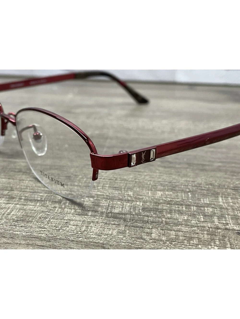 Yves Saint Laurent YSL-4633J 37P Half Rim Red Titanium 52[]17 Eyeglasses Frames